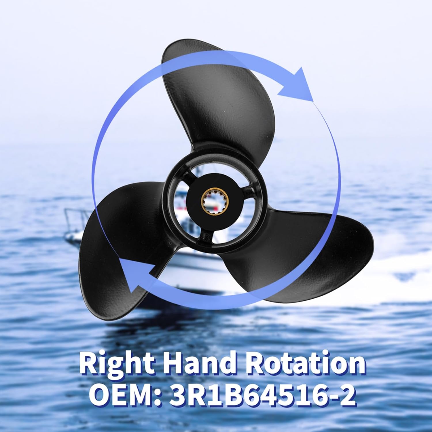 7.8 x 8 Aluminum Boat Outboard Propeller fit Tohatsu Nissan & Mercury Engines 4-6HP, 3R1B64516-2, 12 Spline Tooth RH, 3 Blades