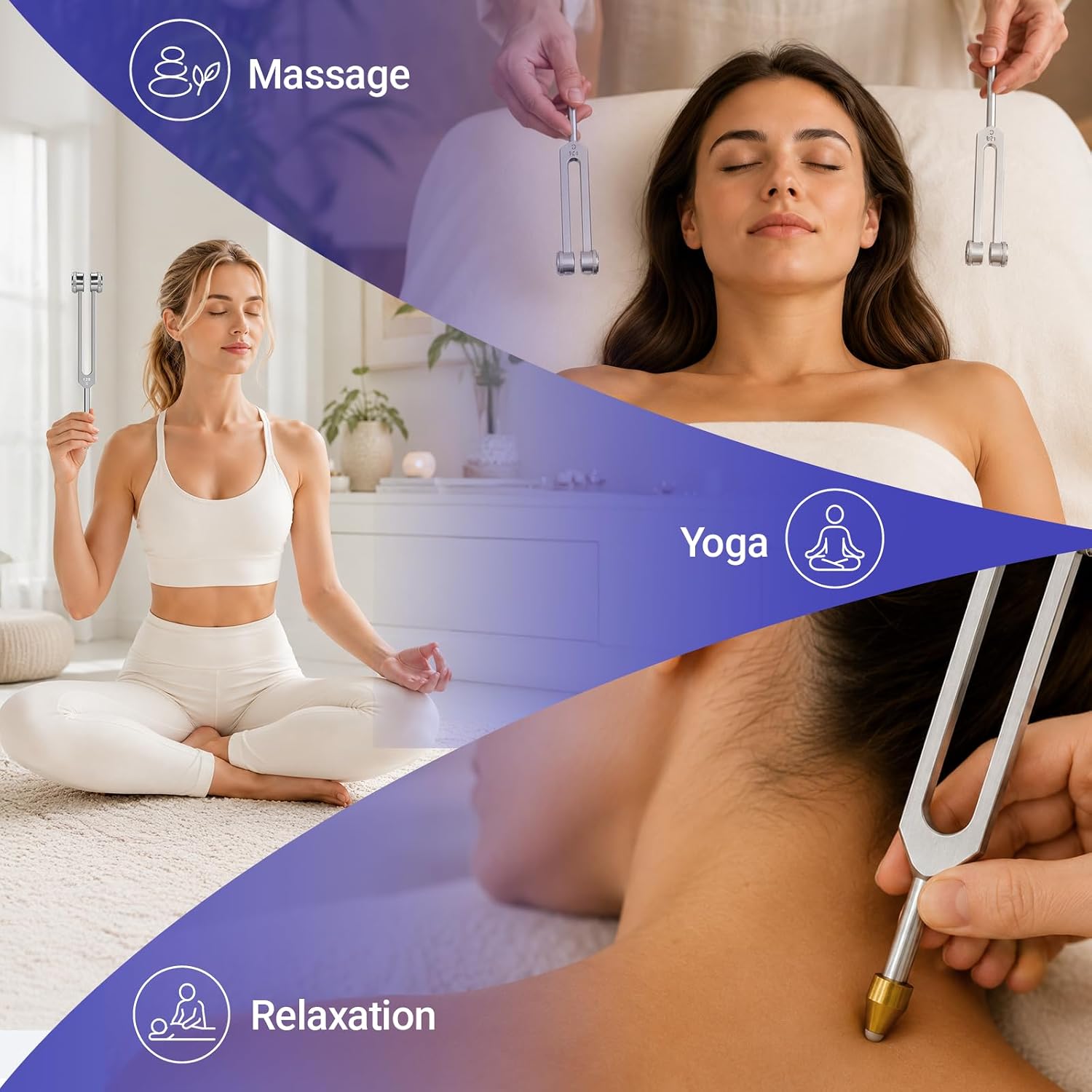 128Hz Weighted Tuning Fork Sets for Relaxation, Meditation & Sound Practice, with Massage Contact Tip and Gift Box