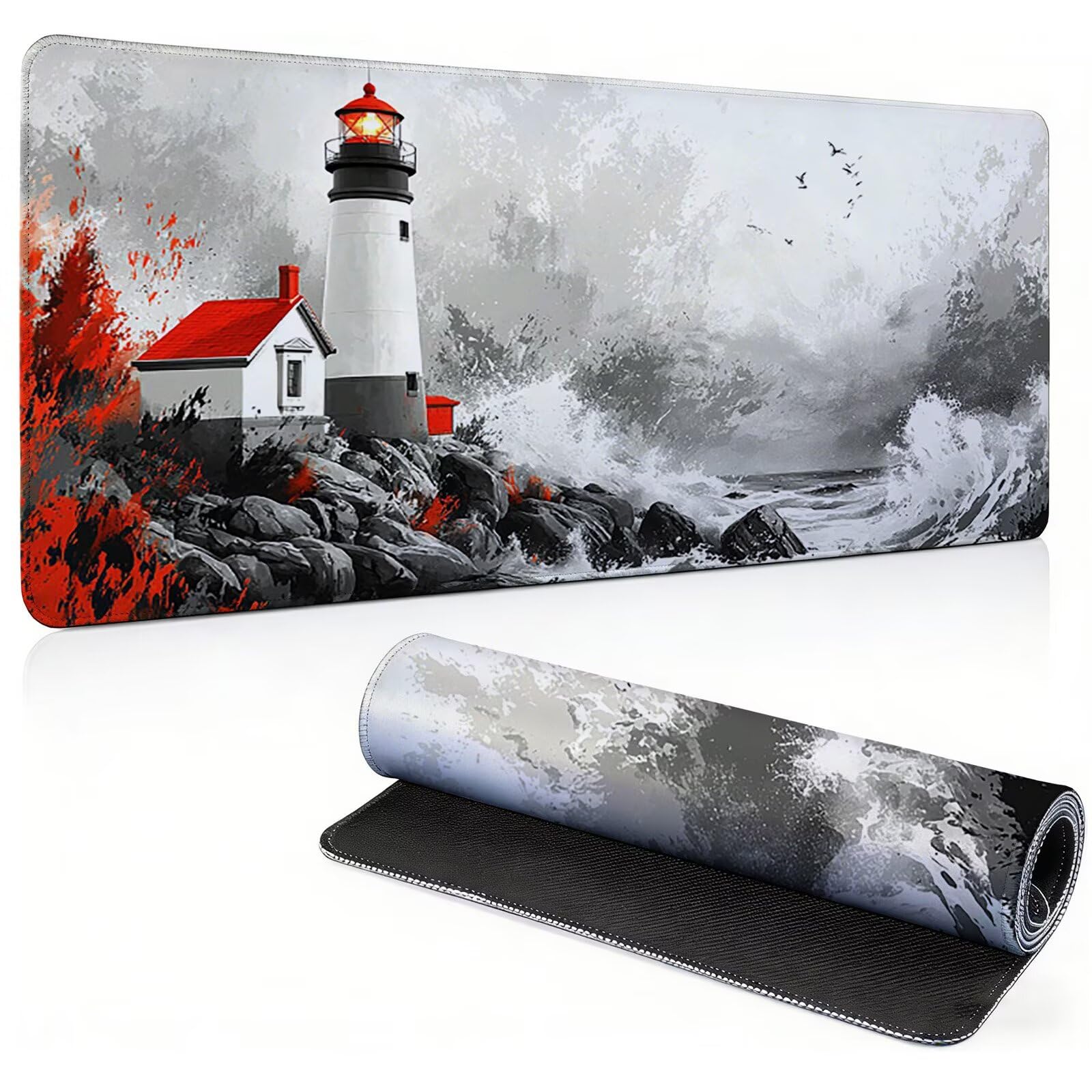 Tappetino Mouse Gaming, 1200x600mm Tappetino Mouse XXL Retro 0c0-227 | Mouse Pad Grande, Ottimizzato per i Sensori da Gioco, Migliora Precisione e Velocità, per Mac e PC, faro