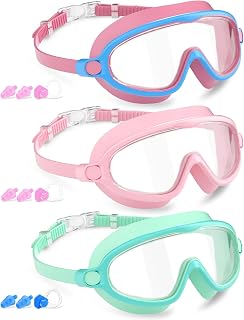 COOLOO Kids Swimming Goggles for Age 4-14, 3 Pack Kids Goggles Boys Girls