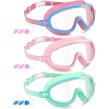 COOLOO 3 Pack Kids Goggles, Swimming Goggles for Kids 4-14, Anti-Fog No Hair Snags Kids Swim Goggles for Boys Girls