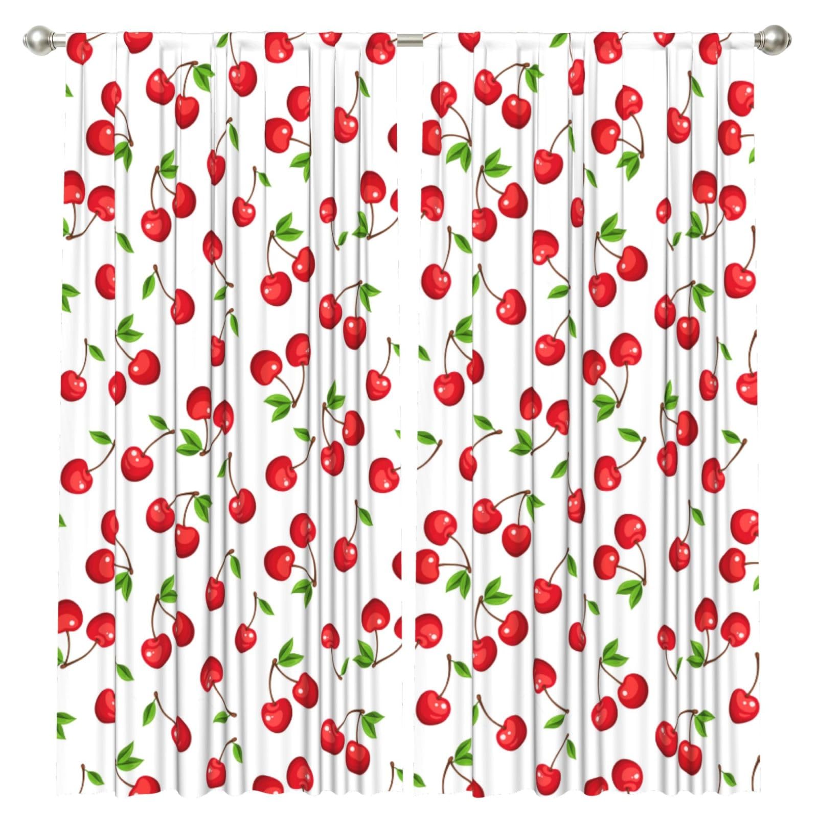 InOmak Red Cherry Berries, 2 Panels Window Curtains 52 x 84 Inch Blackout Curtains for Living Room Bedroom