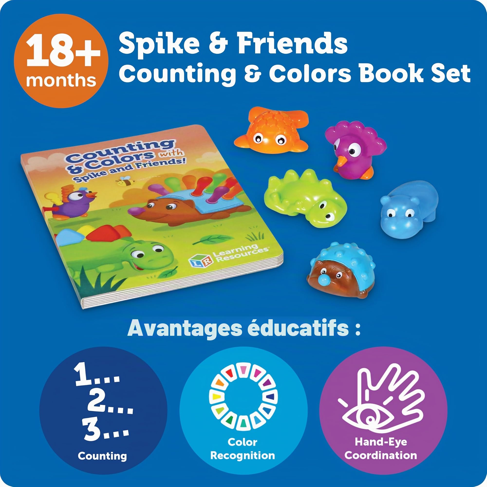 Learning Resources Collection de Livres pour Compter et Apprendre Les Couleurs avec Spike et Ses Amis, activités Petite enfance, kit de Jouets éducatifs, à partir de 18 Mois