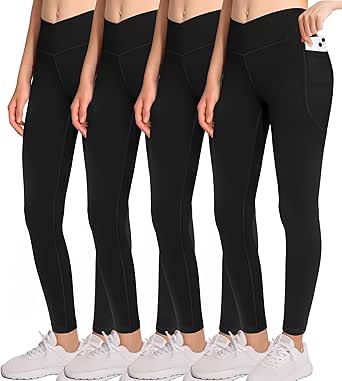 AENLLEY Girl Yoga Legging with Pockets for Workout Causal-Kid Actice Tummy Control Pants 4 Pack