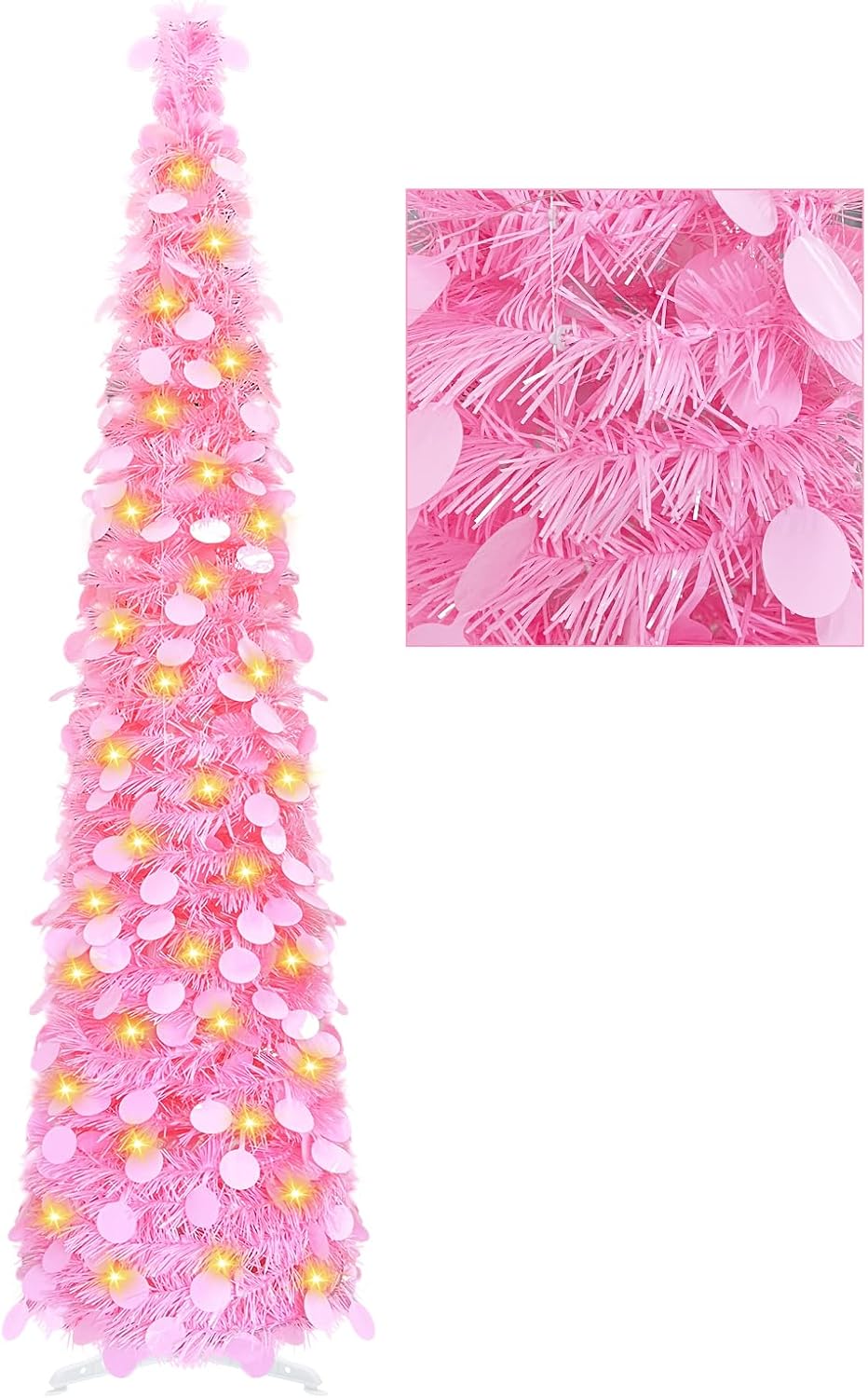 5Ft Pop up Christmas Tree with Lights, Collapsible