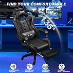Ergonomic Gaming Chair Racing Style Adjustable Height High-Back PC Computer Chair with Headrest and Lumbar Support Executive Office Chair, Black with Footrest