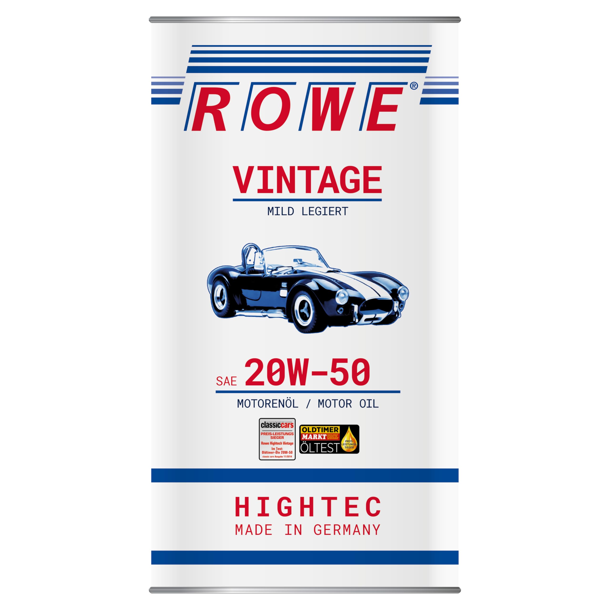 ROWE HIGHTEC Vintage SAE 20W-50 MILD LEGIERT - 5 Liter, Motorenöl | Motoröl für Old- und Youngtimer mit Otto- oder Dieselmotor, Art. Nr. 20221