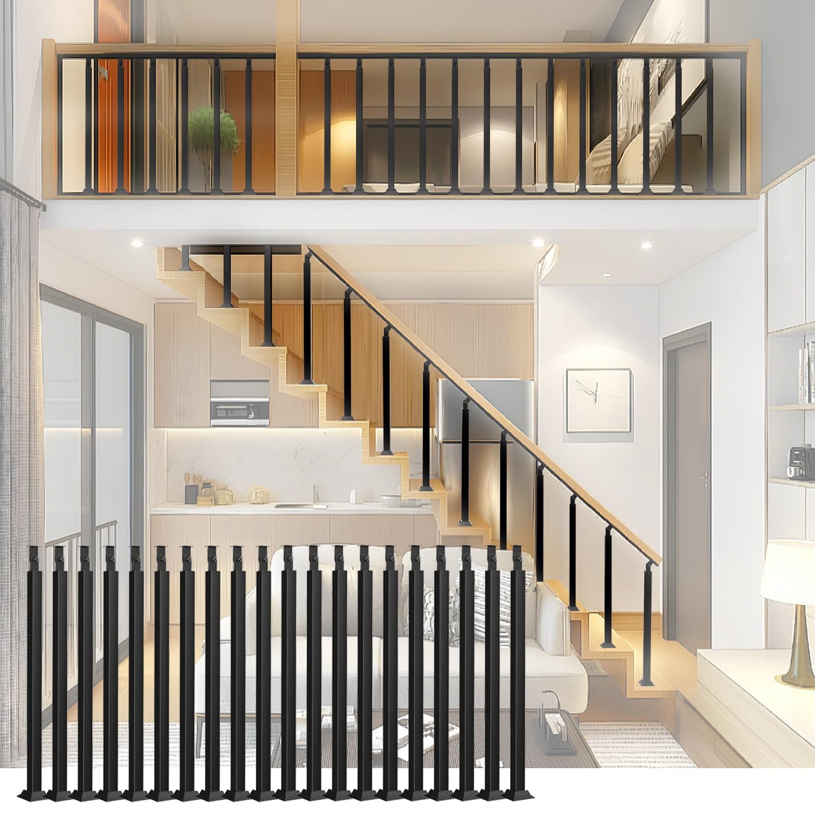 Balustres d'escalier en métal noir pour sublimer votre couloir et vos rampes de terrasse