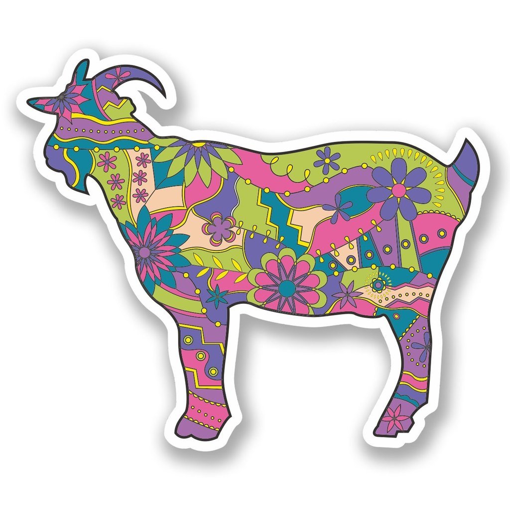 Destinationvinyl Multi 2 X 10Cm/100Mm Flowery Goat Vinyl Sticker Decal Laptop Travel Luggage Car Bike Sign Fun #5354