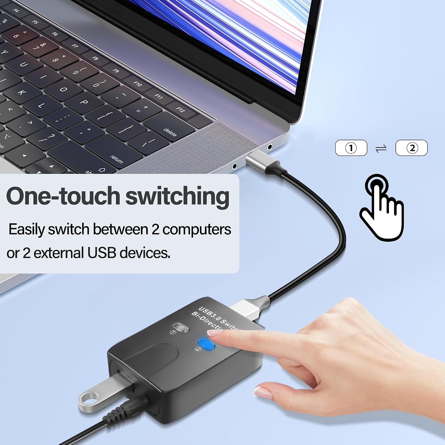 USB 3.0 Bi-Directional Switch Switcher USB A Sharer with Control Switch,1 in 2 Out/2 in 1 Out USB3.0 Bidirectional Sharer for Laptop,Printer,Scanner,Keyboard,Mice,USB Flash Drive