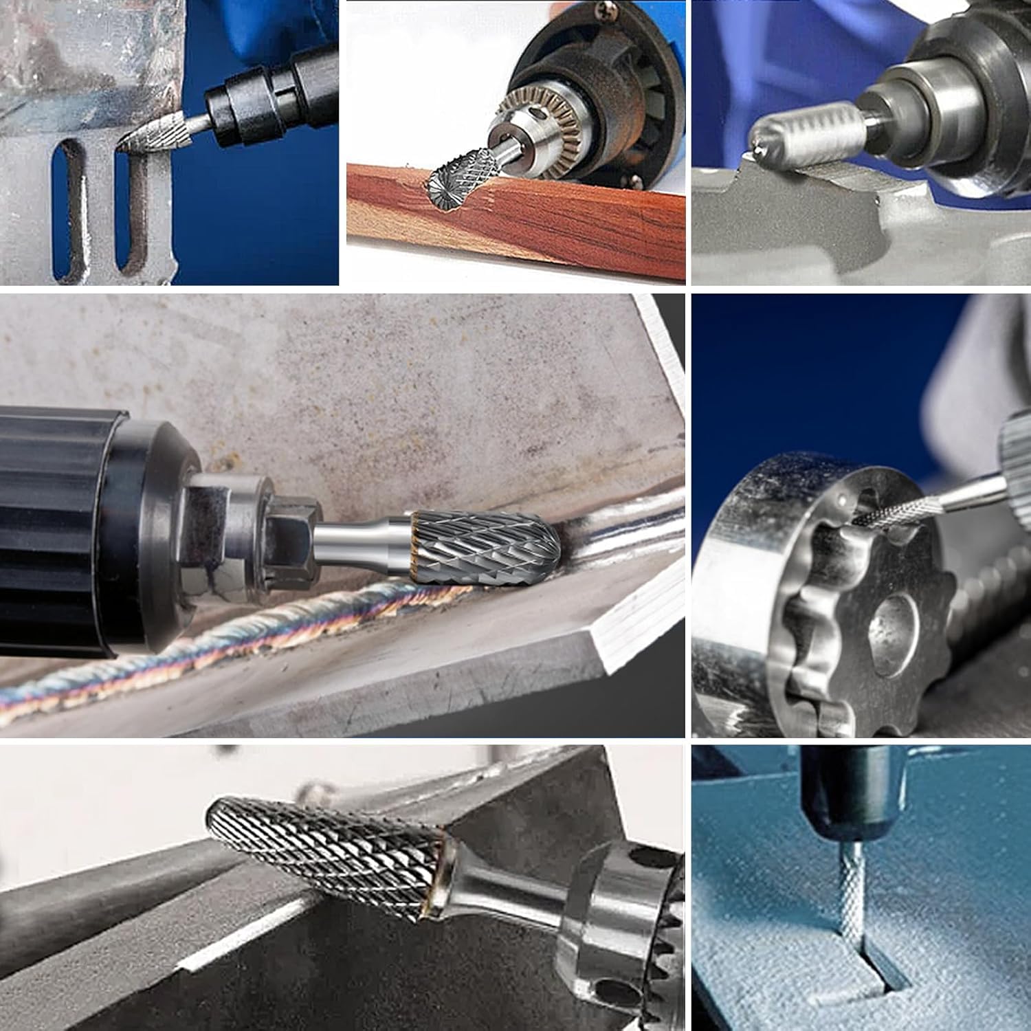 Hartmetall FräSstifte Set, 8 Stück Metall FräSer Wolframcarbid HartmetallfräSer Mit 1/4" (6mm) Schaft, Doppelschnitt MetallfräSer FräSbohrer RotationsfräSer Raspel FüR Metallpolieren, Gravieren