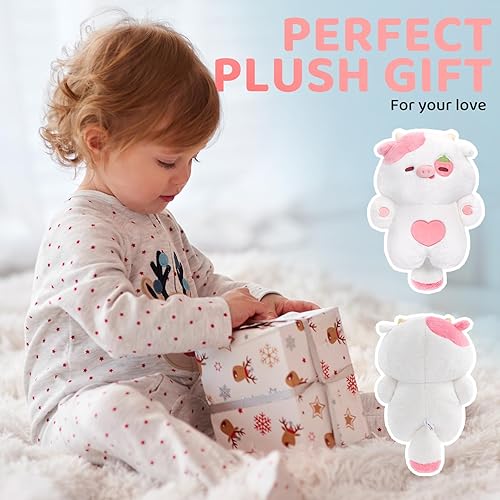 Miniatura 5 de Juguetes de peluche de vaca de fresa, animales de peluche de vaca kawaii, bonita almohada de peluche de vaca, decoración del hogar, regalos para