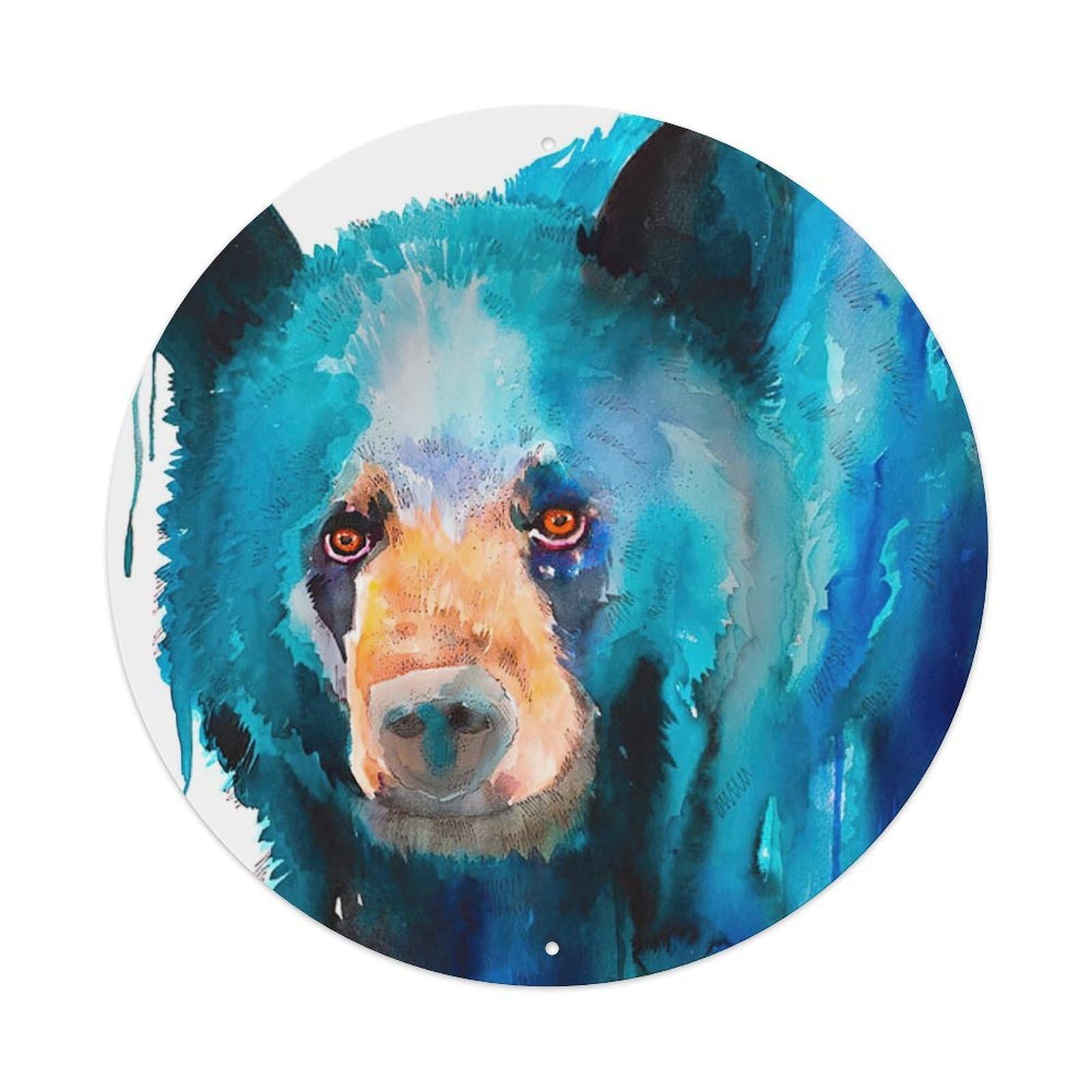 Animal Artwork Blue Black Bear Metal Tin Sign