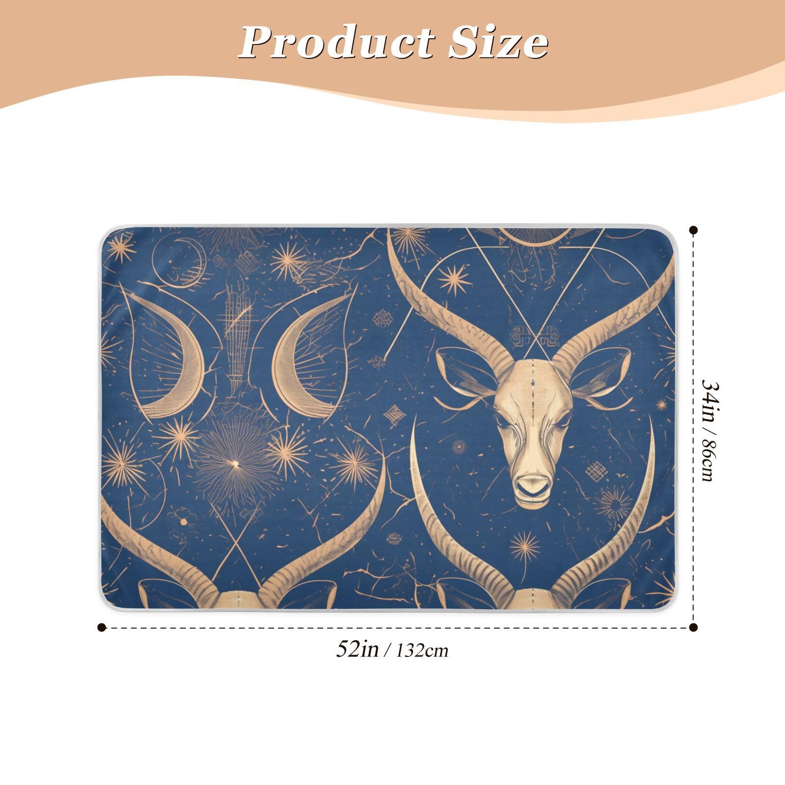 Cartoon Gemsbok Dark Blue Gold Potty Training Pee Pad Highly Absorbent Potty Training Cover Changing Travel Mattress for Kids Adults Pets , 52