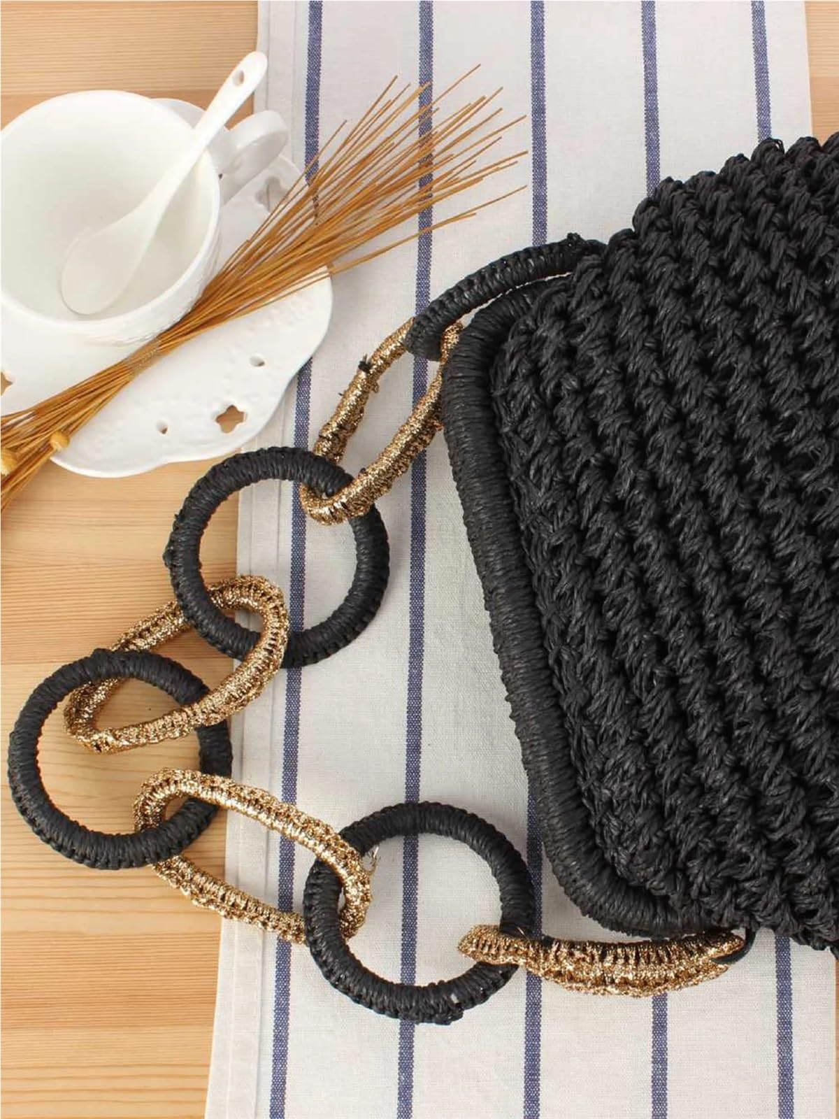 borsa mare paglia Borsa casual for tessitura di paglia cotone