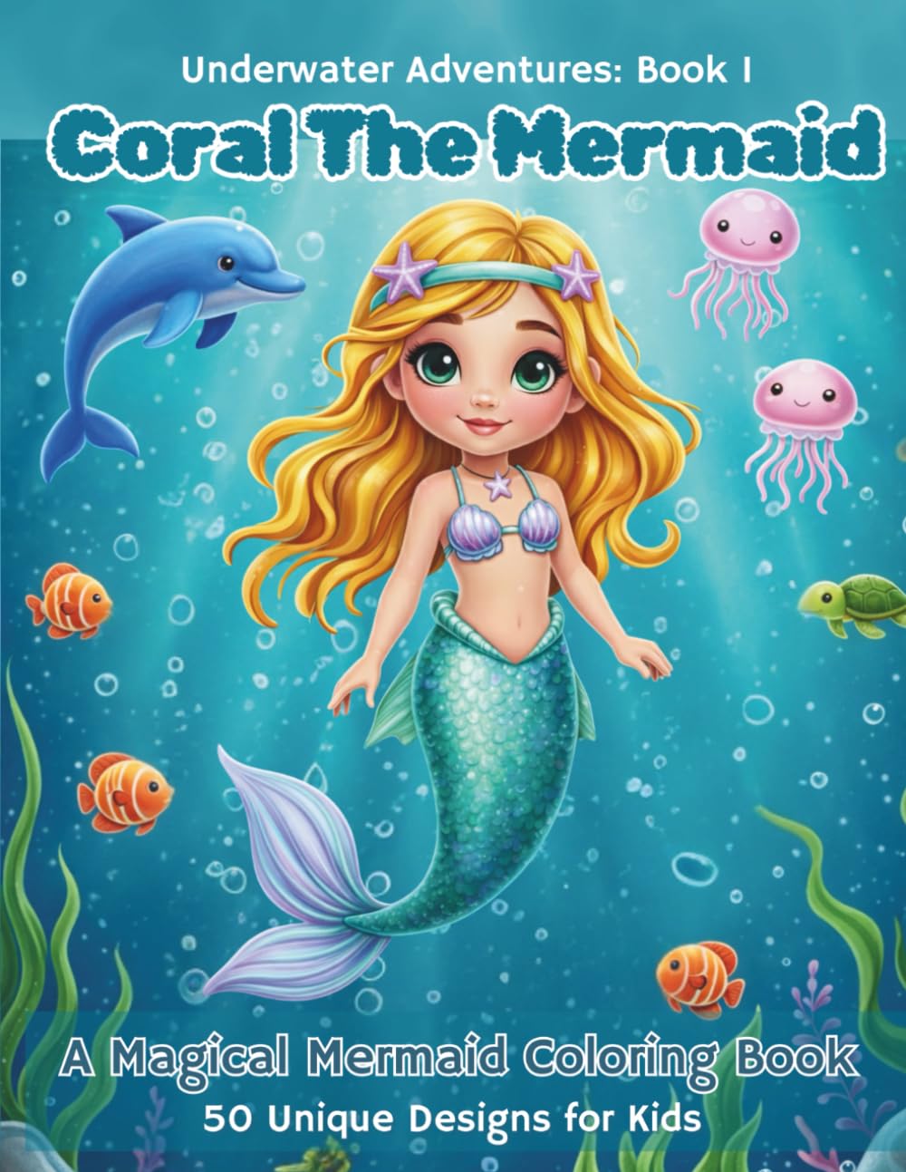 Coral the Mermaid: 50 Unique Mermaid and Friends Coloring Pages (Underwater Adventures)