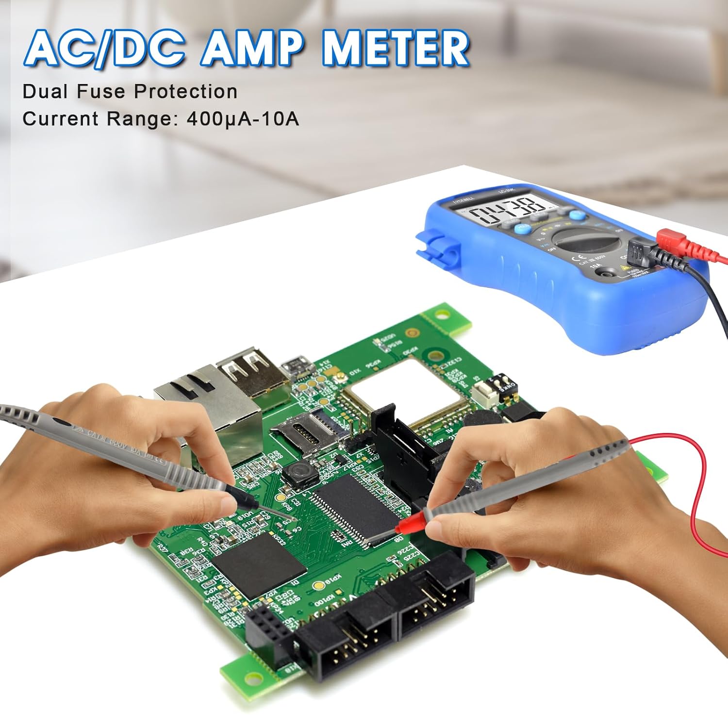 Digital Multimeter Tester 4000 Counts, AC DC Volt Ohm Amp Meter Auto Ranging Circuit Electrical Tester Tools Test Voltage, Current, Resistance, Diodes, Batteries Automotive Multimeter Kit