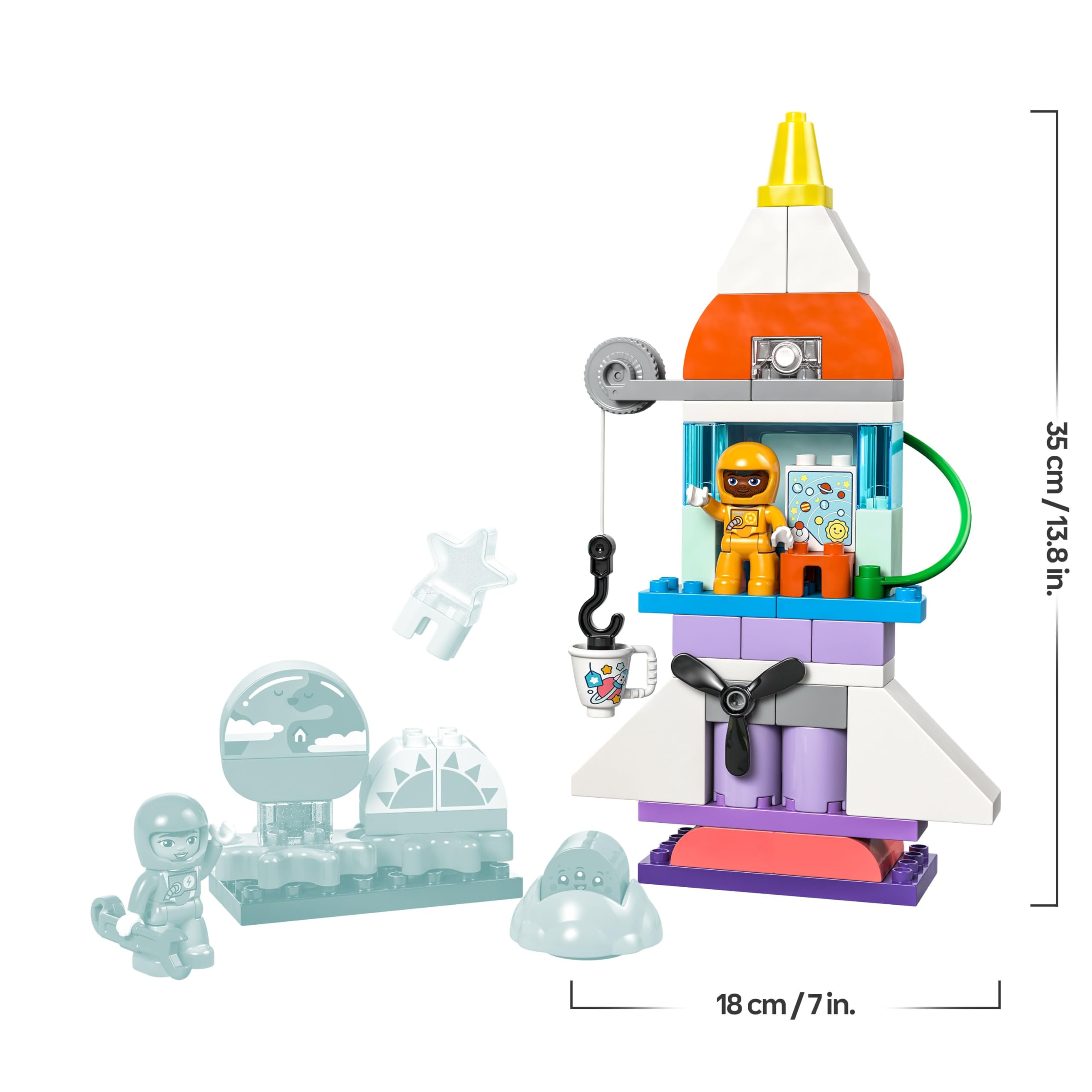 LEGO Duplo L'Aventure en Navette Spatiale 3-en-1, Jouet de Construction de Fusée, Jeu Éducatif et Scientifique pour Enfants Dès 3 Ans, Développement de la Motricité Fine 10422