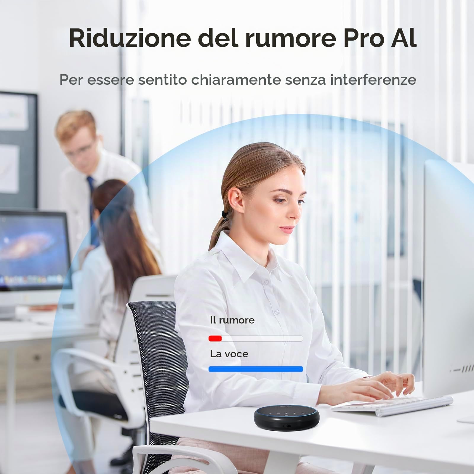 Kit Videoconferenza Professionale – Webcam 4K con Microfoni a Cancellazione del Rumore + Altoparlante Conferenze Bluetooth USB, Audio a 360°, per PC e Home Office