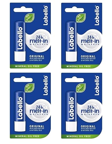 Labello Classic Care - Bálsamo labial de 0.2 fl oz/0.17 oz, paquete de 4