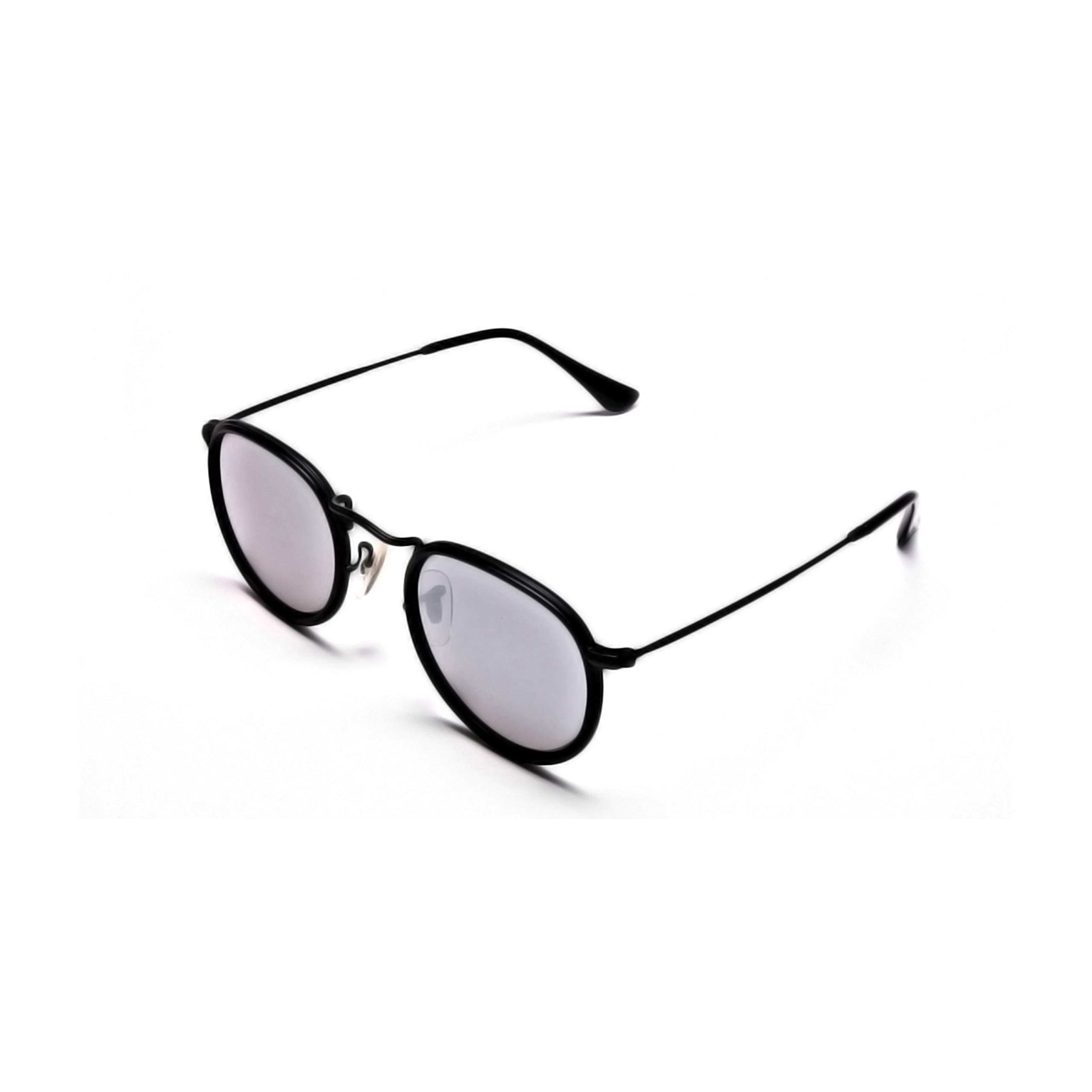 Round Sunglasses Men Women, Classic John Lennon Sunglasses, Retro Vintage Polarised sunglasses for Men Women with UV400 Protection (Black Frame + Silver Lenses)