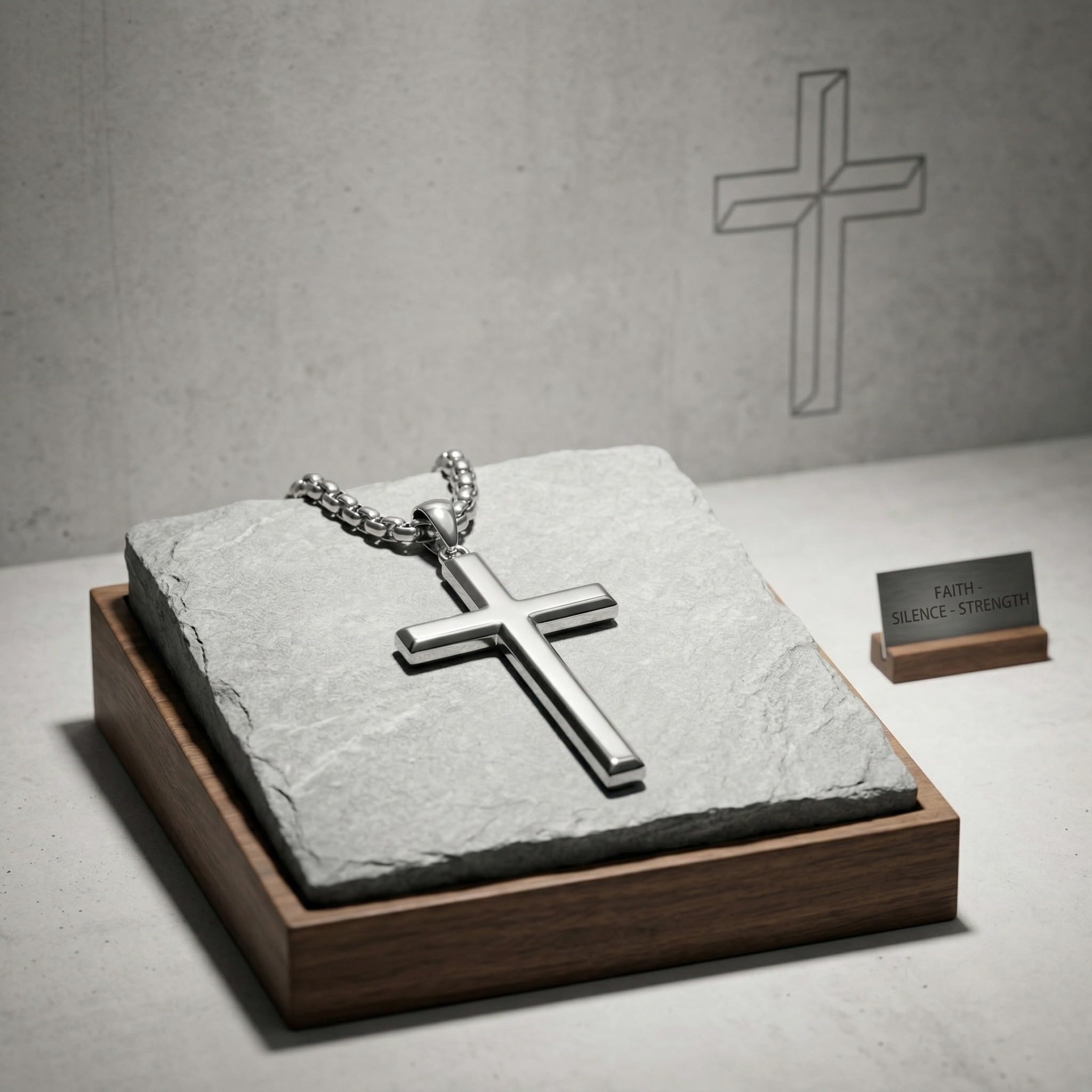 Kreuz Kette Herren 925 Silber Anhänger mit Edelstahlkette Christliches Schmuck Geschenk