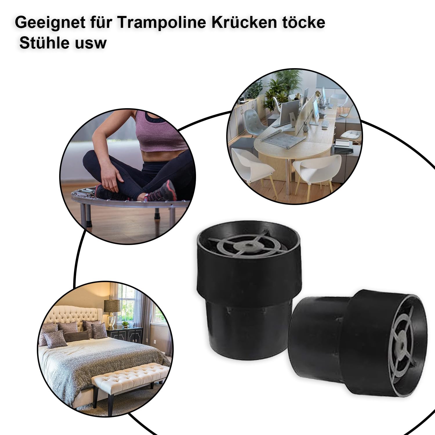 12 gumowych nóżek do trampoliny, antypoślizgowe nakładki na nogi do trampoliny, okrągły design, czarne