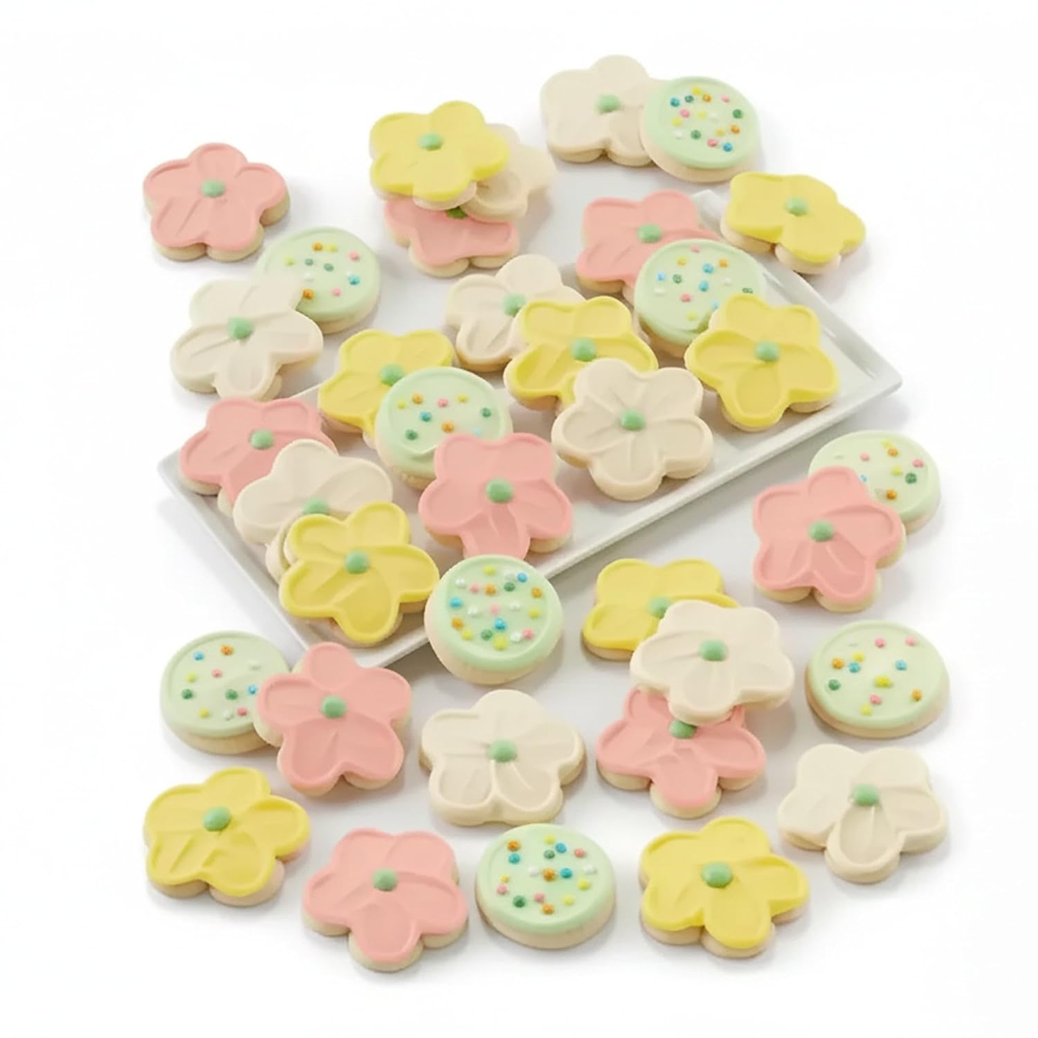 Cheryl's Cookies® Cookie Gift Baskets, Spring Cookie Gift Box w/ 36 Buttercream-Frosted Flower Shaped Sugar Cookies, Individually Wrapped, Gourmet, Handmade, Perfect for Any Occasion, Family & Friends