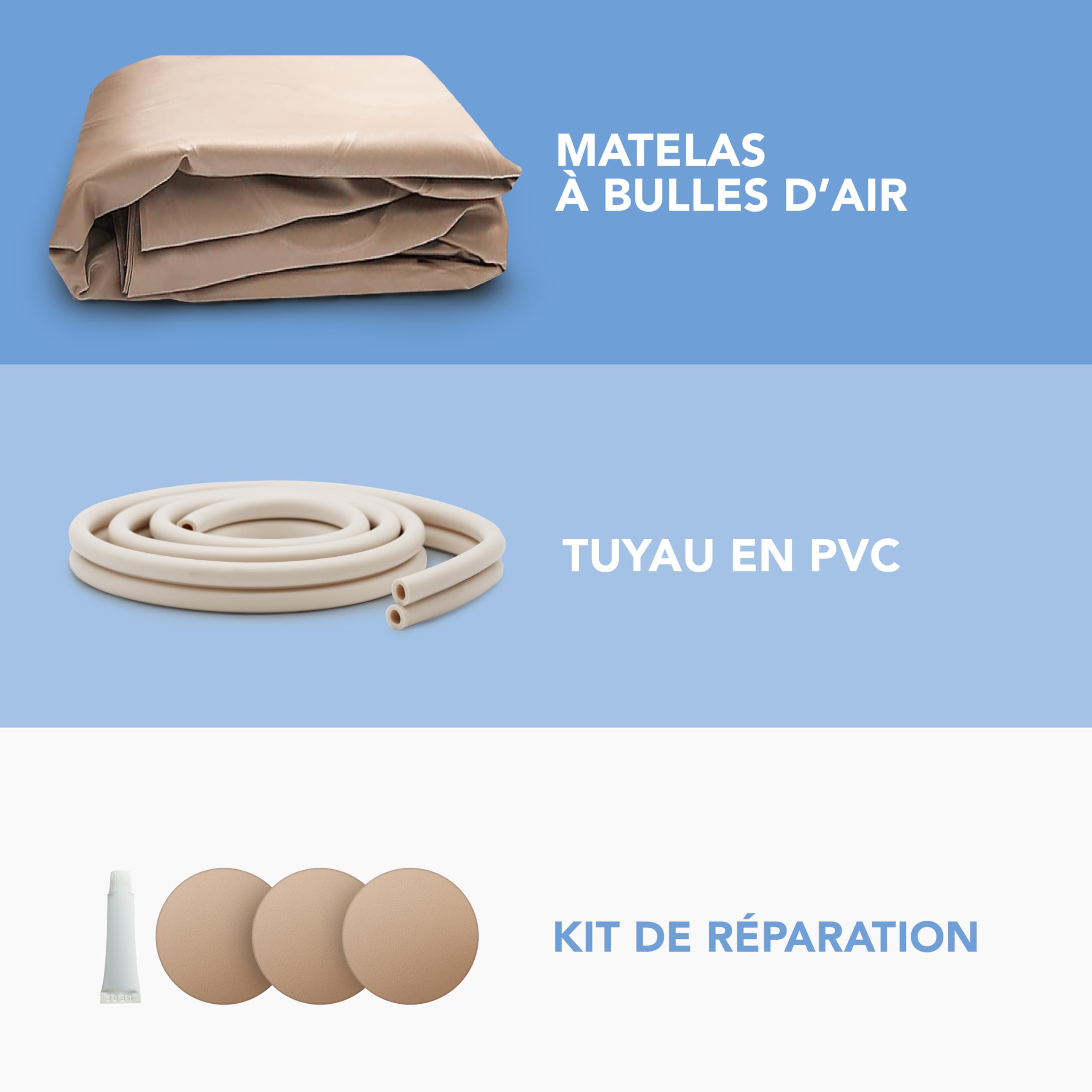 AIESI® Matelas à Bulles d'air de Rechange Anti-escarres avec Tube de raccordement sans compresseur, 130 Cellules, Capacité 150 Kg, Garantie 24 Mois