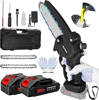 6 Inch Mini Chainsaw Sofrose Cordless Chainsaw with Auto-Oil System 2X 2.0Ah Batteries One-Handed Electric Chain Saw Electric Pruning Chainsaw for Wood Cutting Garden Logging Trimming Branch