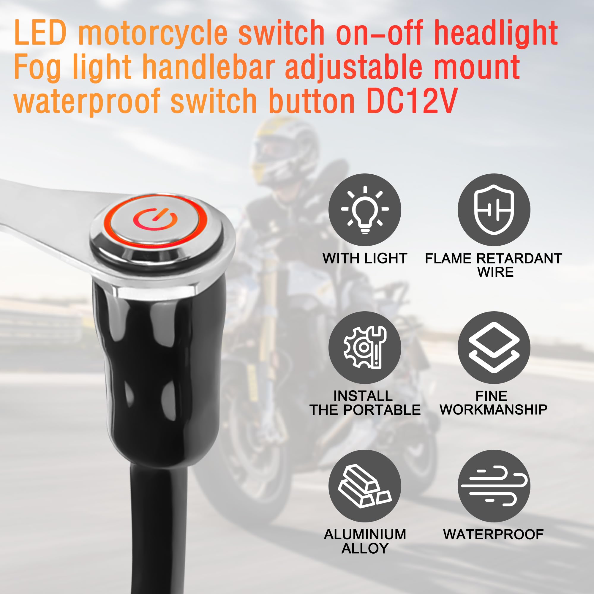 MEIRIYFA Przełącznik LED do motocykla, 12 V, uniwersalny przełącznik LED na kierownicę motocykla, zamiennik modyfikacji bracket control, 2 sztuki, czerwone światło
