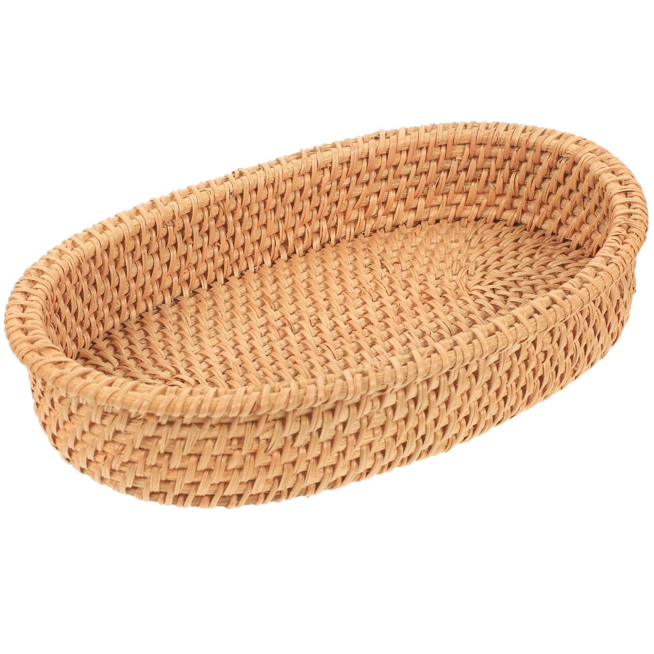 UPKOCH Japanese Style Oval Woven Bread Basket, Natural Rattan Fruit Basket, Handmade Snack Storage for Table, Kitchen, Restaurant, Picnic, 9.44 X 5.90 X 1.77 Inch
