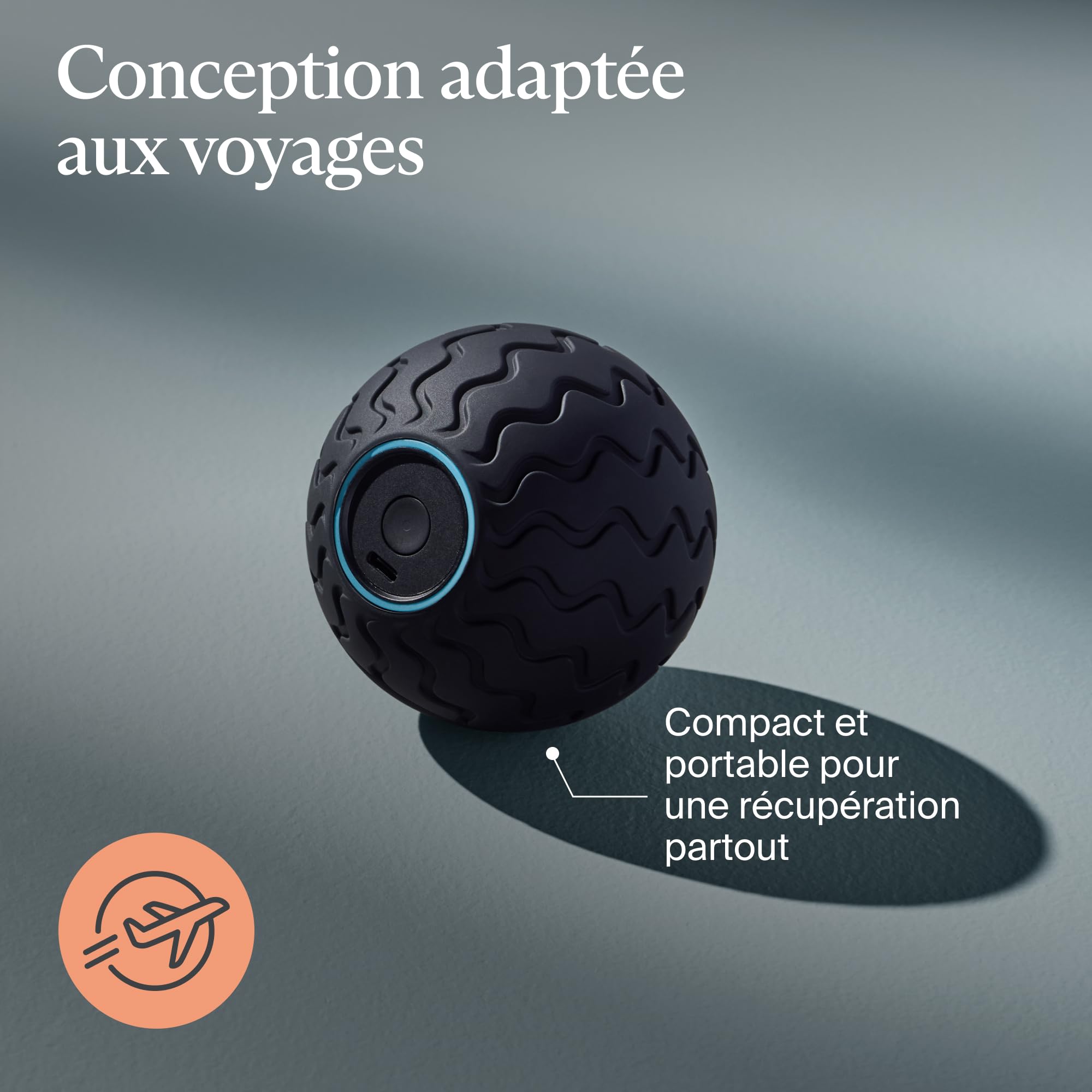 Wave Solo Série Wave - Appareil de massage portable pour les athlètes - Balle de thérapie par vibration - Technologie QuietRoll™ - 3 fréquences de vibration personnalisables dans l'appli Therabody