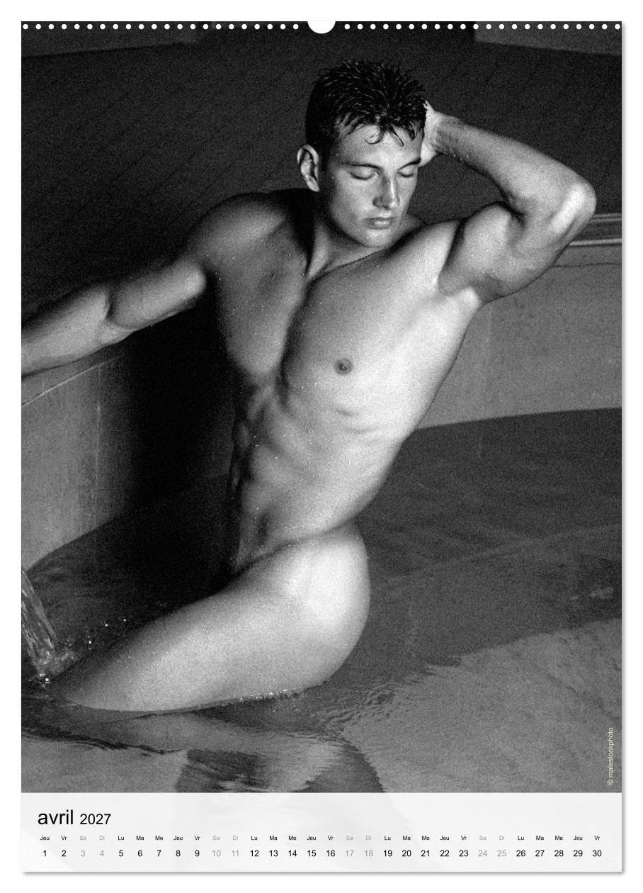 contrastes hommes (Calendrier mural haut de gamme 2027 DIN A2 horizontal), CALVENDO calendrier mensuel: Calendrier mensuel avec 13 photos en noir et blanc avec du nu artistique masculin