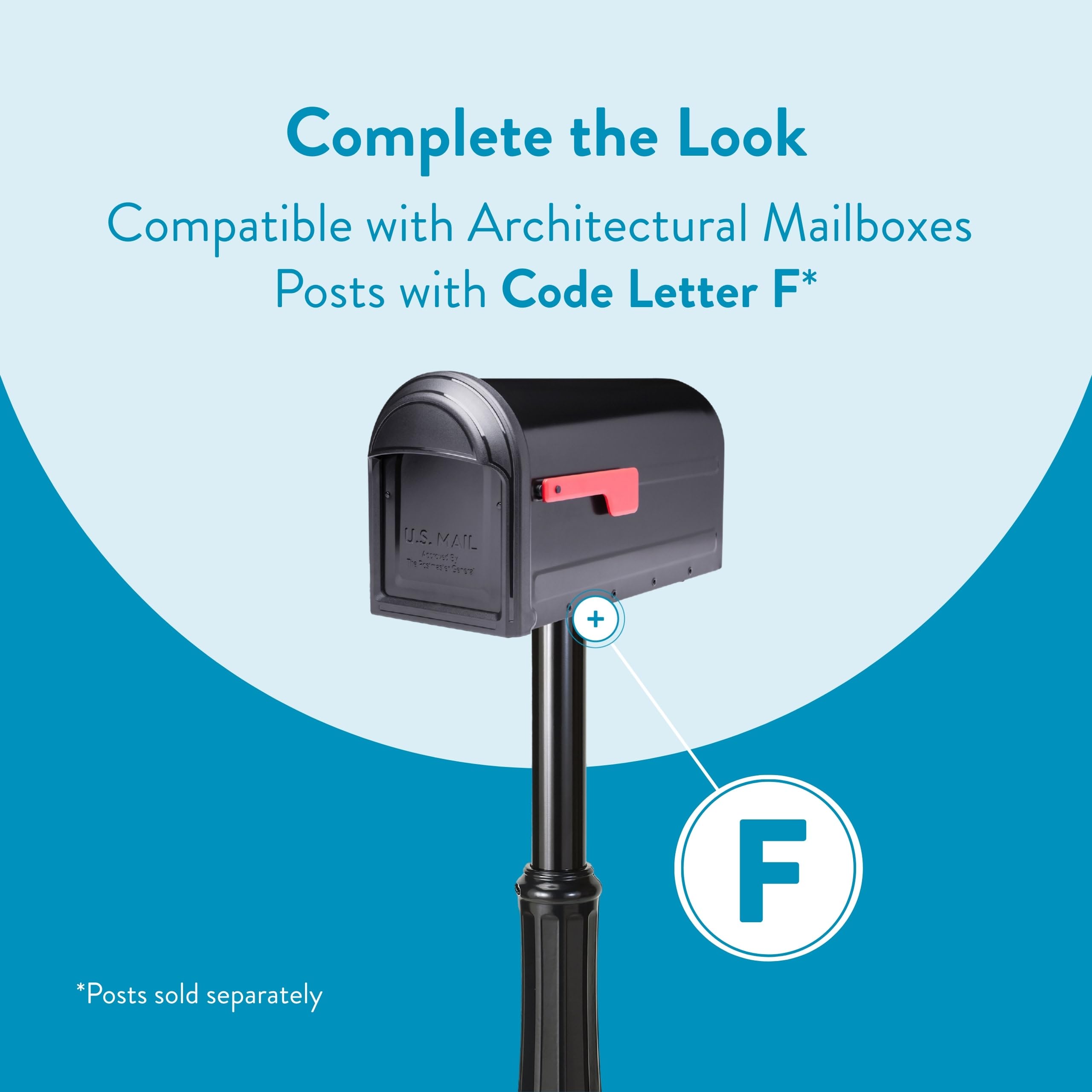 ARCHITECTURAL MAILBOXES 7900-1B-R-10 Barrington Postmount Cassetta postale, Nero, L