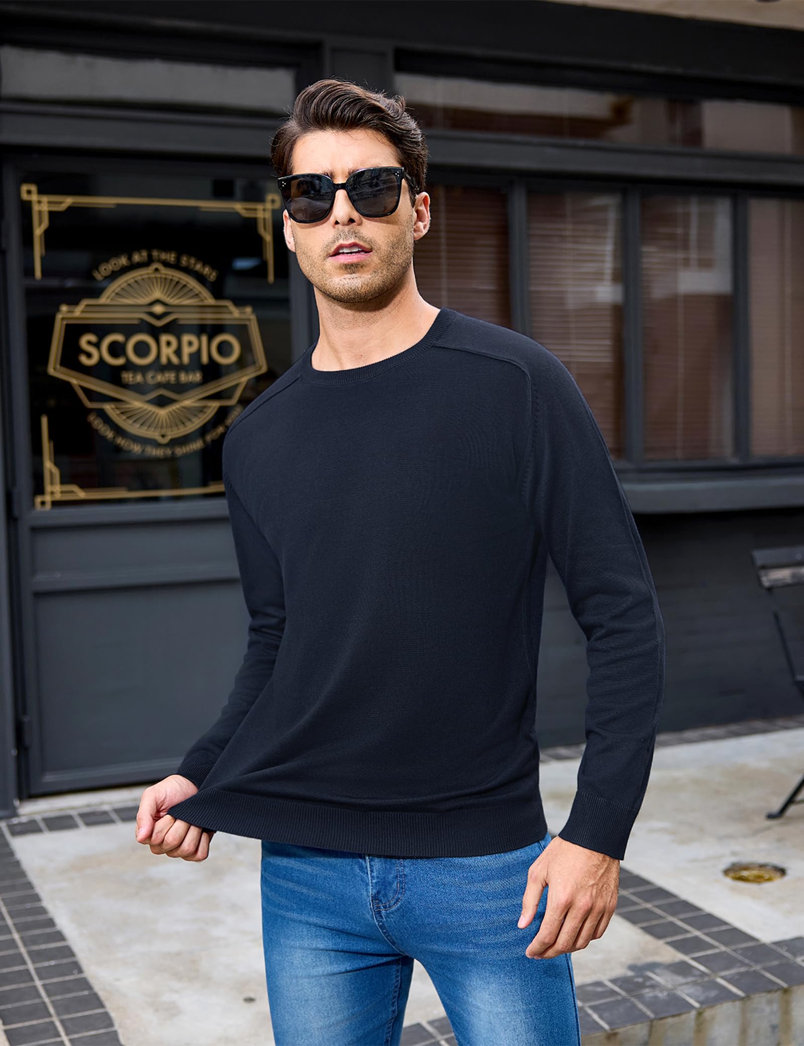 iClosam Suéter para Hombre Cuello Redondo Manga Larga Tejido de Punto para Trabajo