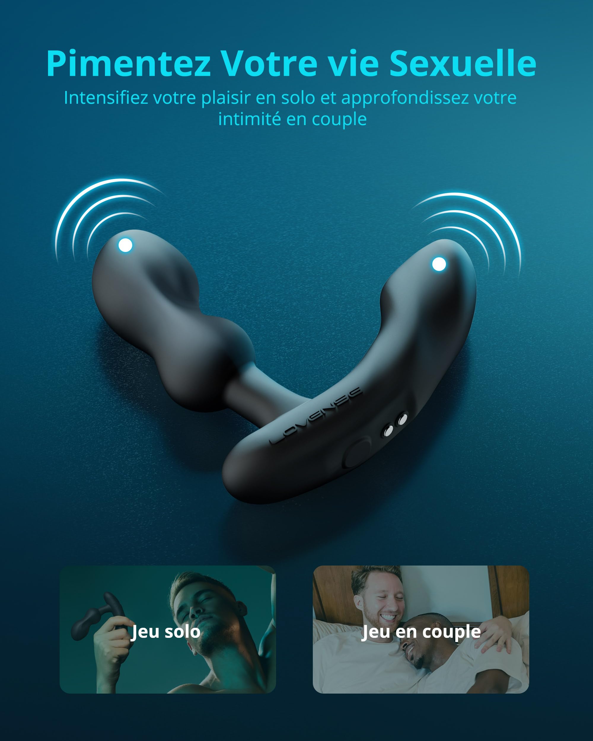 LOVENSE Edge 2 Masseur de Prostate Vibrant Homme Plug Anal Col Ajustable | Stimulateur Prostate via Application Bluetooth, Double Moteur, IPX7, Vibromasseur à Modes Personnalisés