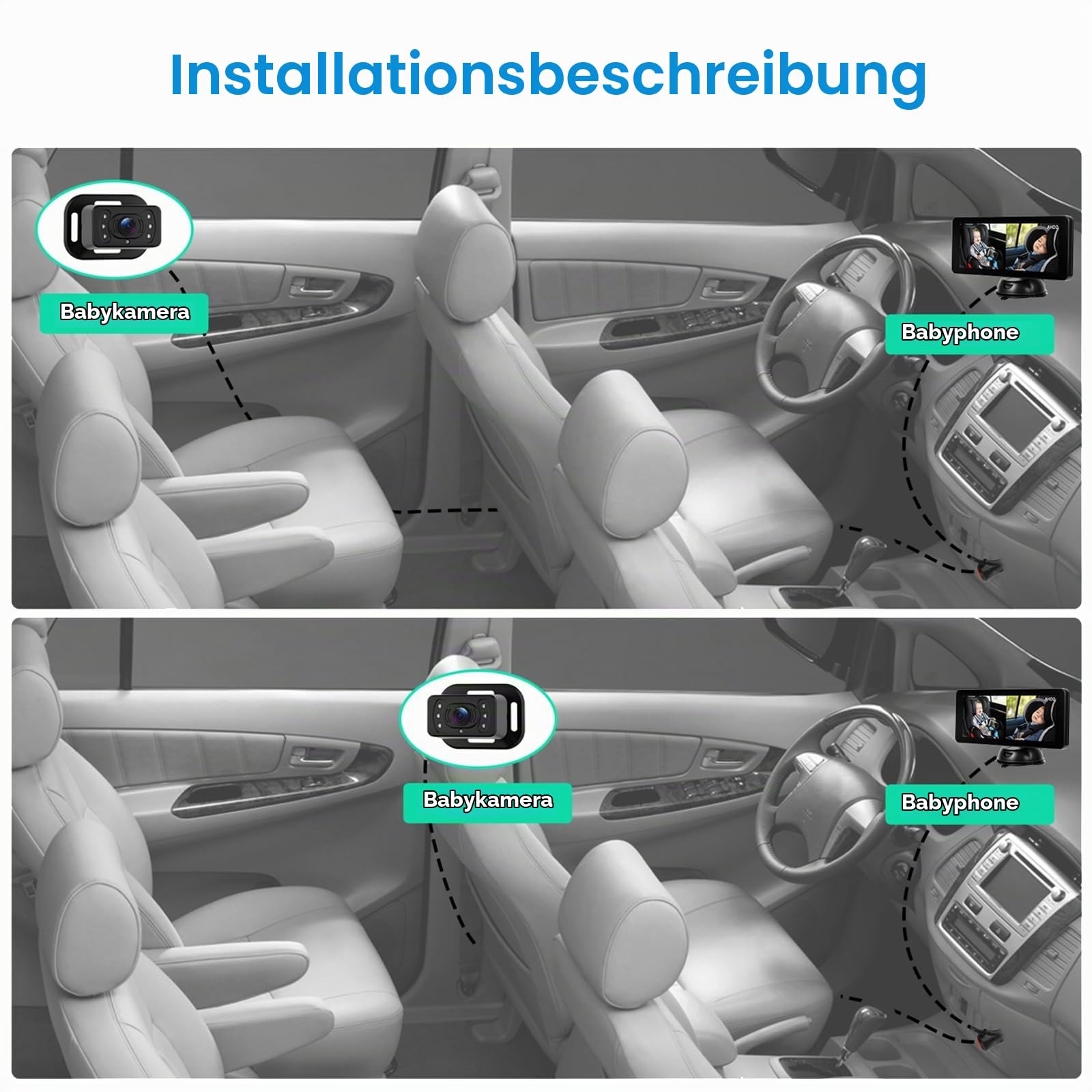 Inefala Baby Auto Kamera,Spiegel Auto Baby Rückbank 6,86 Zoll Split-Screen