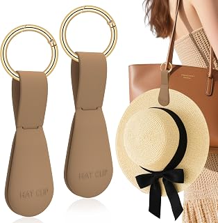 Magnetic Hat Clip for Travel on Bag, 2Pcs Brown Silicone Hat Clip Magnet Hat Holder Hat Hook for Bag Tote Luggage, Beach Straw Hat Carry Clip, Vacation Traveling Essentials Accessory