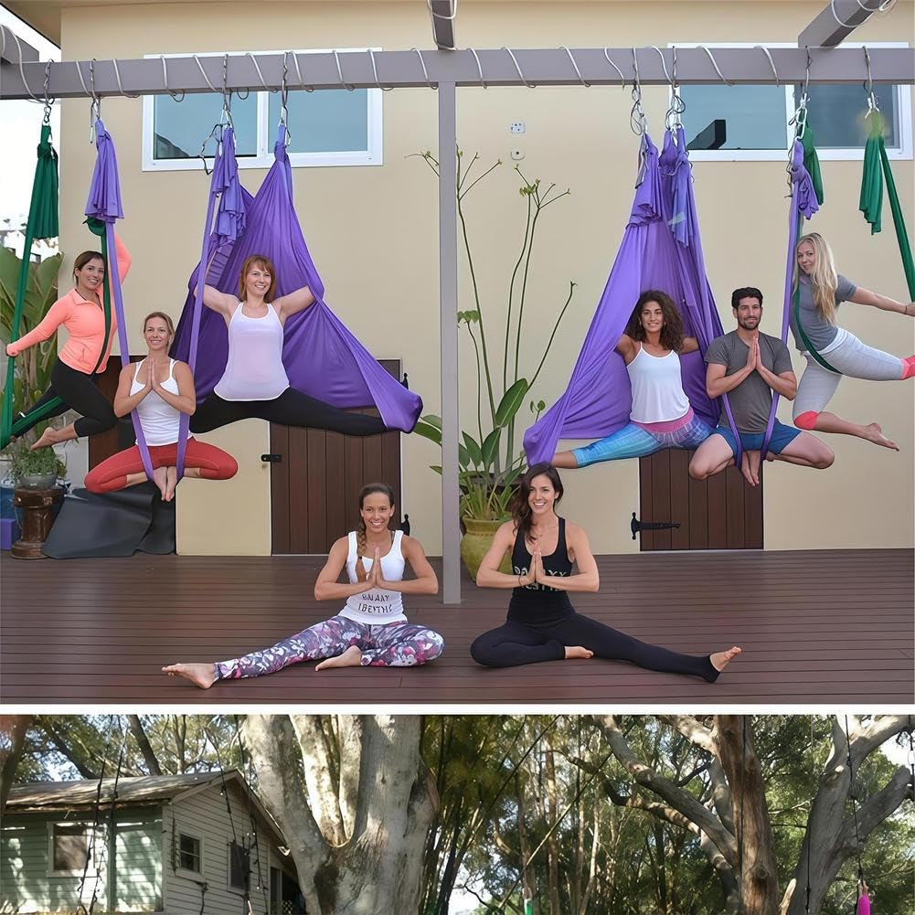 Hamaca de Yoga AéRea Sin Nudos, Equipo de InversióN para Columpios de Yoga Seda, con Hebilla, Correa CE ExtensióN, Kit de Hardware BáSico