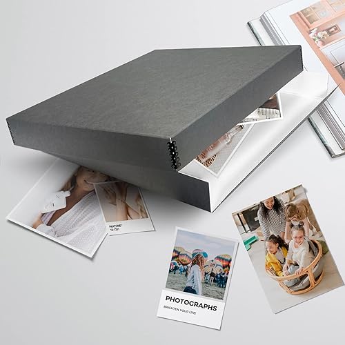 Miniatura 9 de Lineco, Caja de almacenamiento de archivos de museo gris de 20 x 24 pulgadas, diseño frontal caído. Sin ácidos con borde de metal. Protege la