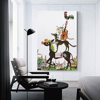 Amazon.co.jp: 藤城清治 ブレーメンの音楽隊 絵画 ポスター 工芸