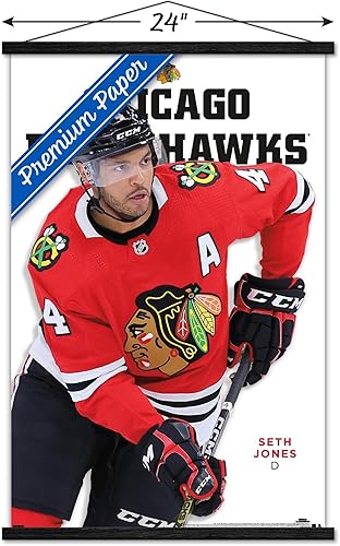 Miniatura 3 de Trends International NHL Chicago Blackhawks - Seth Jones Feature Series 23 Wall Poster, 22.37" x 34.00", Premium Print and Black Hanger Bundle