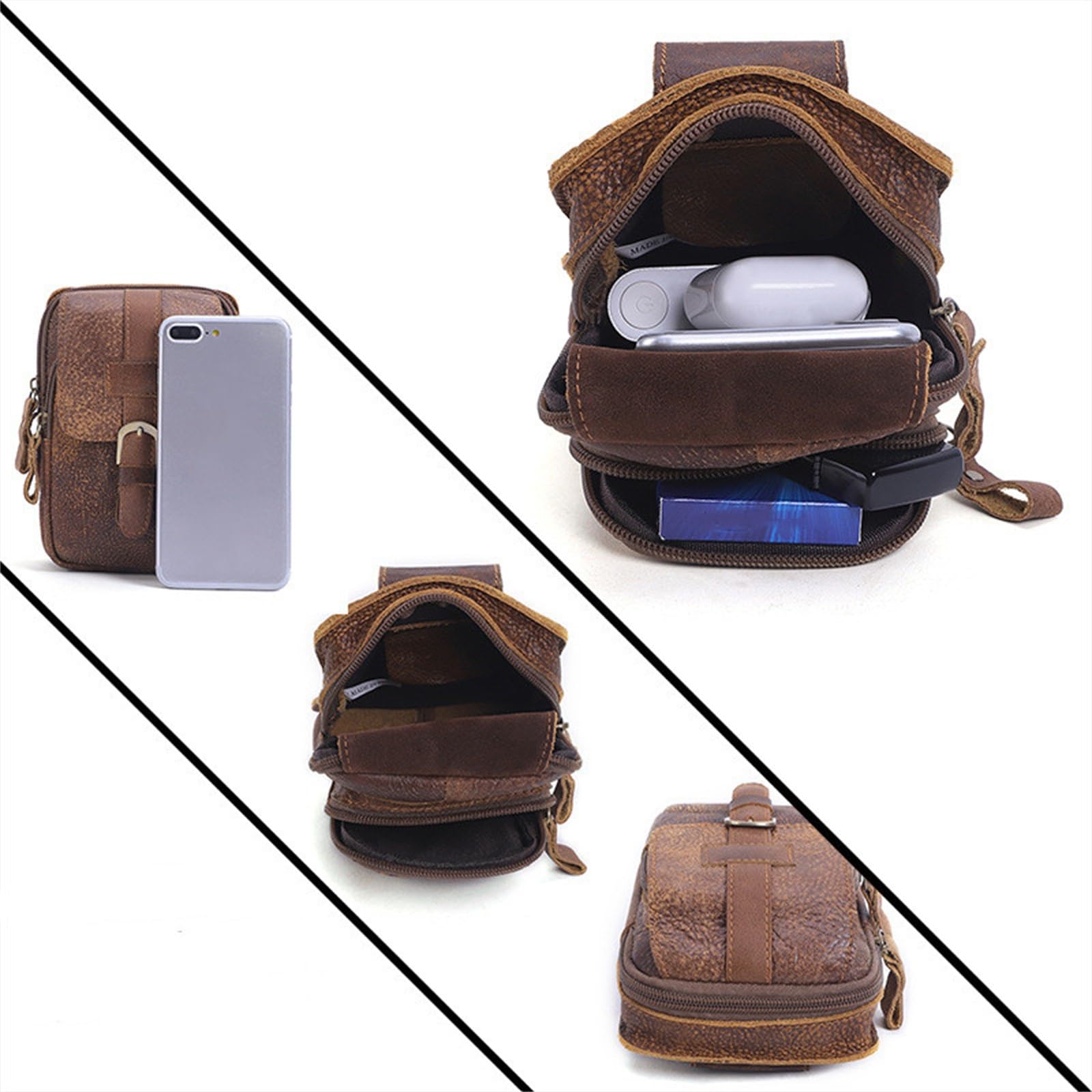 Torba na pasek na telefon komórkowy, męska torba na pasek do noszenia, torba crossbody, wielofunkcyjna torba na pasek w stylu retro, męska torba na telefon komórkowy nerka