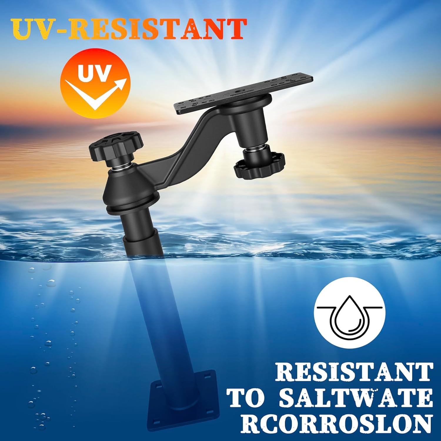 20.7” Adjustable Telescoping Fish Finder Mount for Boats,for 5"-12" Fishfinders & Chartplotters,Adjustable Height Range 15" to 20.7",Compatible with Lowrance, Garmin, Humminbird and More