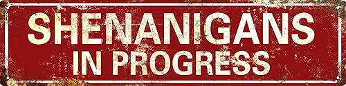 AWISZZZ Letrero de Hojalata de Metal Vintage Retro Shenanigans In Progress Letreros Arte de Pared Elegante Placas para Decoración del Hogar Baño