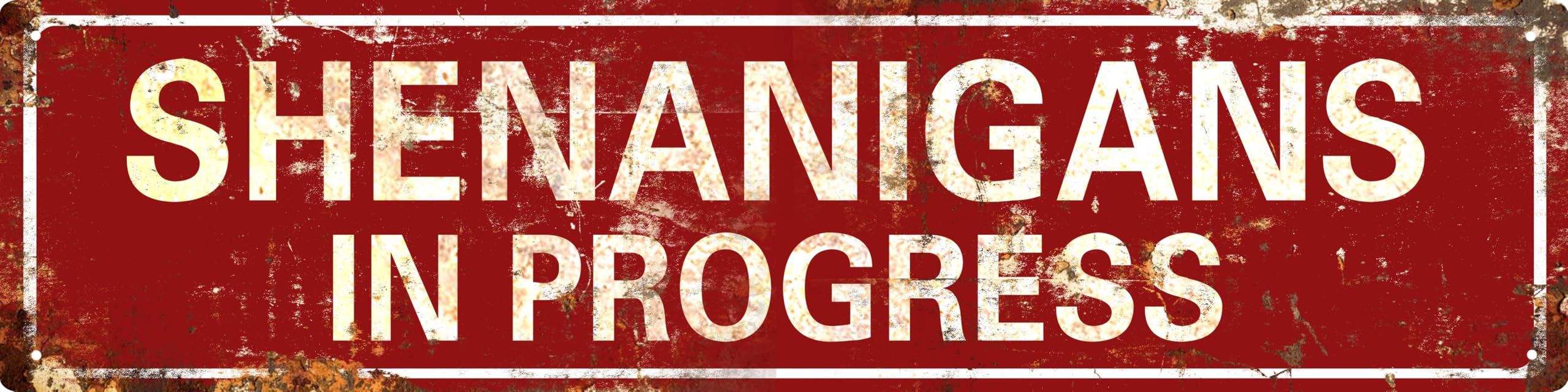 AWISZZZ Vintage Metal Tin Sign Retro Shenanigans In Progress Signs Stylish Wall Art Plaques for Home Decor Bathroom Kitchen House and Gothic Wall Decor or as a Unique Poster 16x4 in