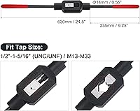 Vista 2 de uxcell Mango de llave de grifo ajustable para roscas métricas M13-M33 de 1/2"-1-5/16" (UNC/UNF), soporte de rosca, herramienta de roscado manual