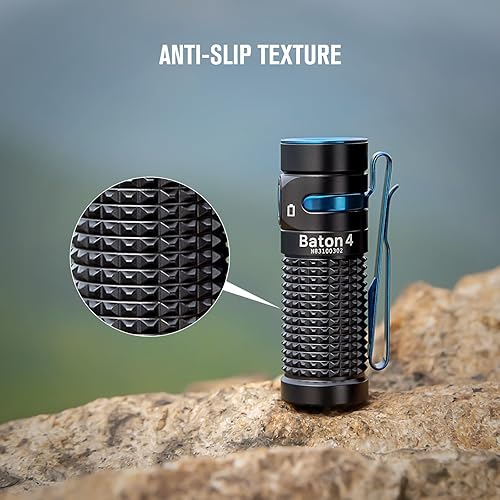 Miniatura 7 de OLIGHT Baton4 Linterna EDC recargable, linterna LED de bolsillo de 1300 lúmenes con cable de carga magnético, pequeña y potente linterna brillante