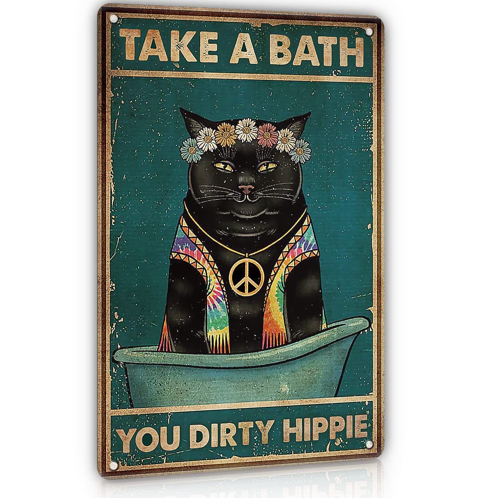 Ecrtorin Cartello In Metallo Vintage Per Bagno - Gatto Nero Con Scritta 'My Lord', 20x30 Cm, Arredo Umoristico